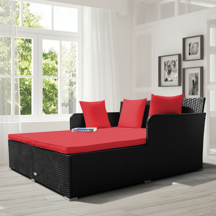 Maurizio Outdoor Poolside Sunbed With Cushion Daybed (Black) - Sunbed