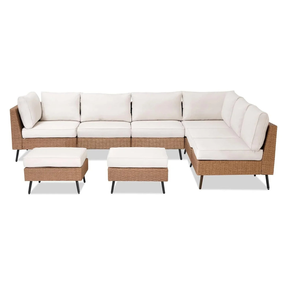 Ottilie Outdoor Rattan Wicker 8-Seater Sofa Set