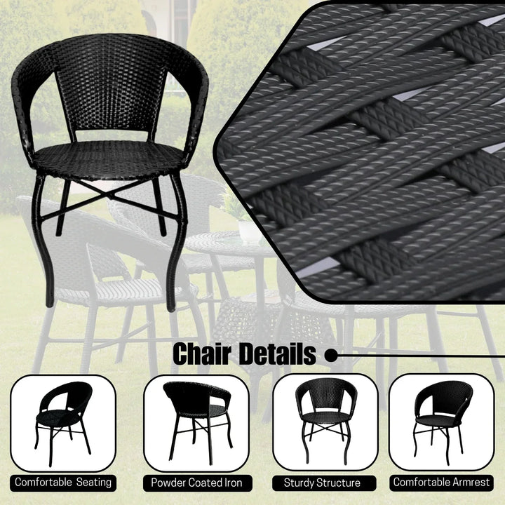 Piper 5-Piece Outdoor Rattan Wicker Patio Bistro Set