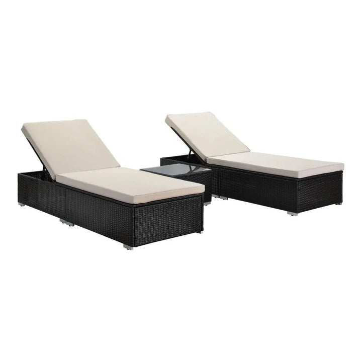 Ambria Outdoor Wicker Lounge Chairs Set of 2 With Side Table