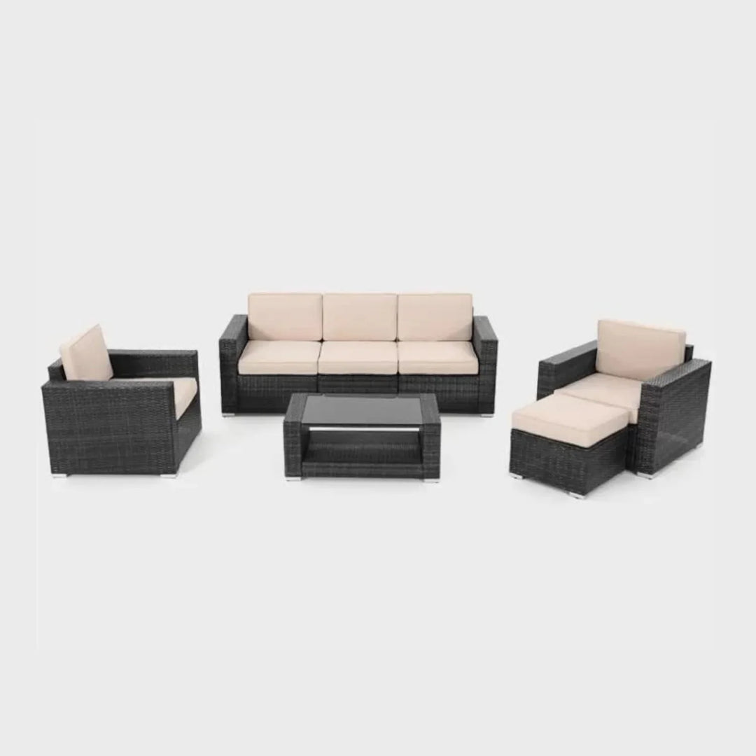 Yashasvi Outdoor 5 Piece HDPE Wicker Conversation Sofa Set