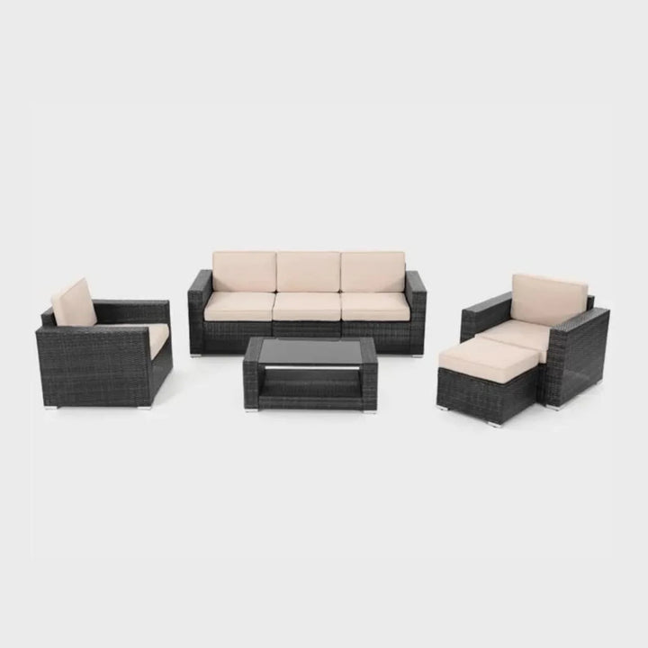 Yashasvi Outdoor 5 Piece HDPE Wicker Conversation Sofa Set