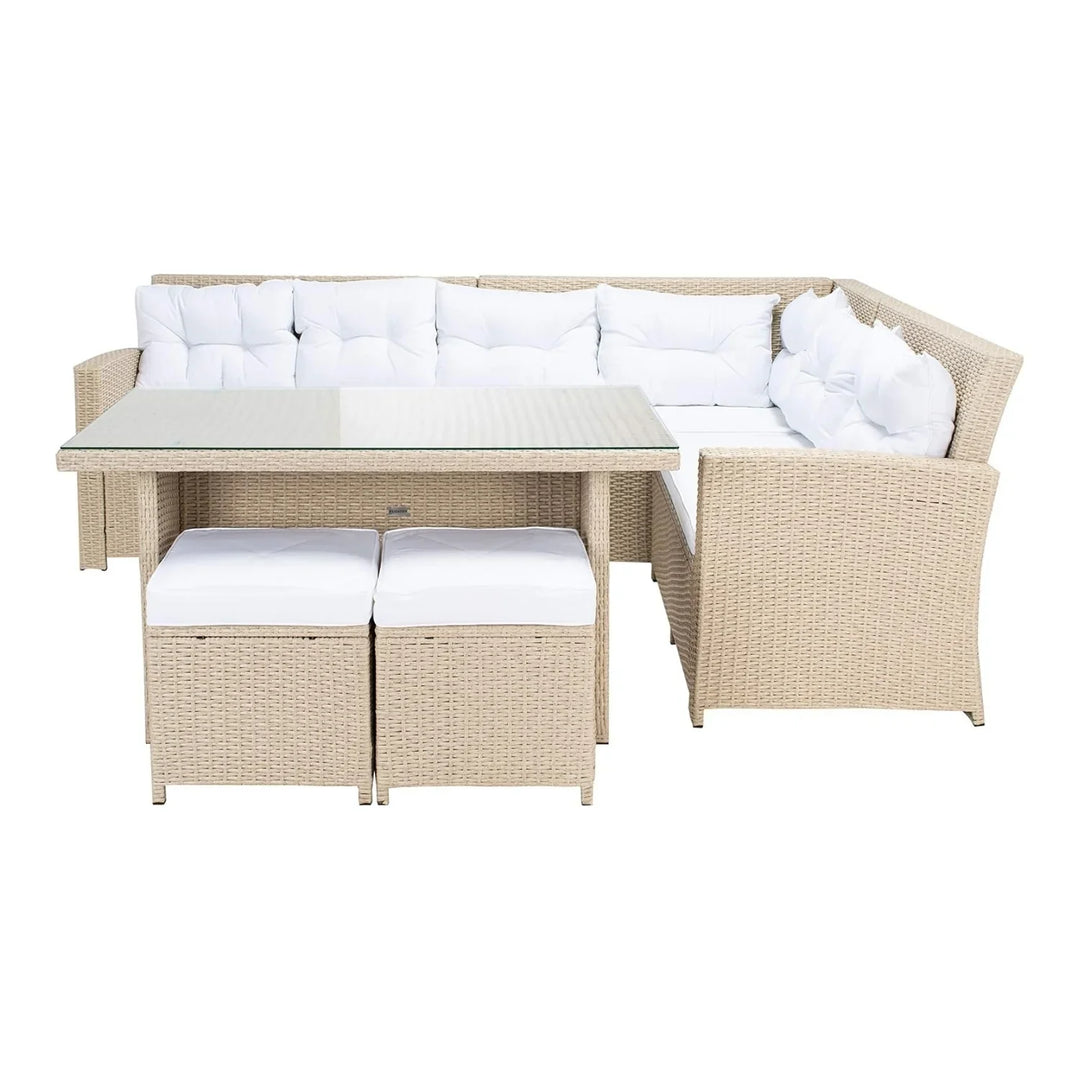 Tereza 5-Piece Wicker Patio Conversation Set (Beige/White)