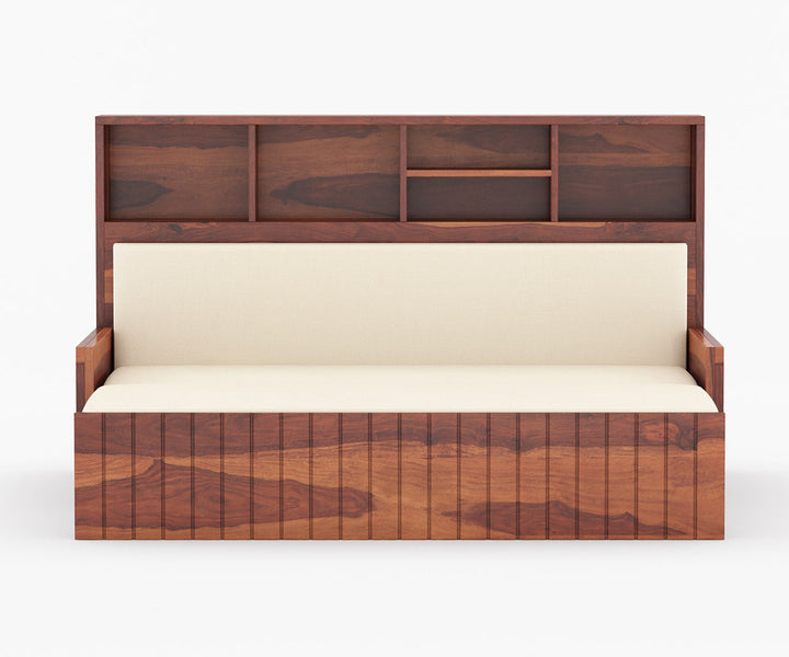 Taras Solid Wood Sheesham Sofa Cum Bed | Solid Wood Sofa Come Bed (Honey Finish)