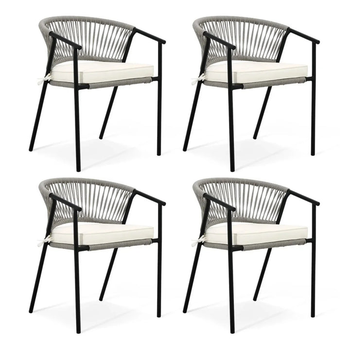 Peizhi 4-Piece Outdoor Rope Patio Dining Chairs