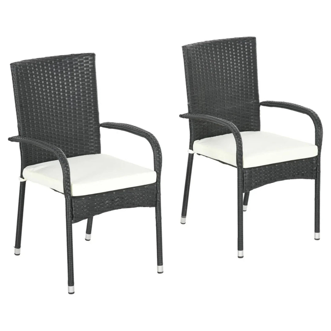 Vedika 2-Piece Outdoor Rattan Wicker Patio Dining Chairs