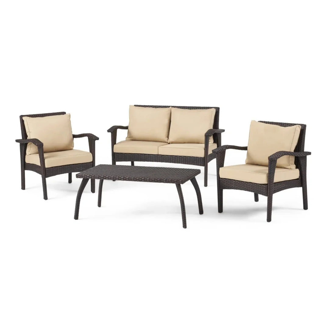 Qiao 4 Pieces Patio Furniture Set, Outdoor Sectional Sofa