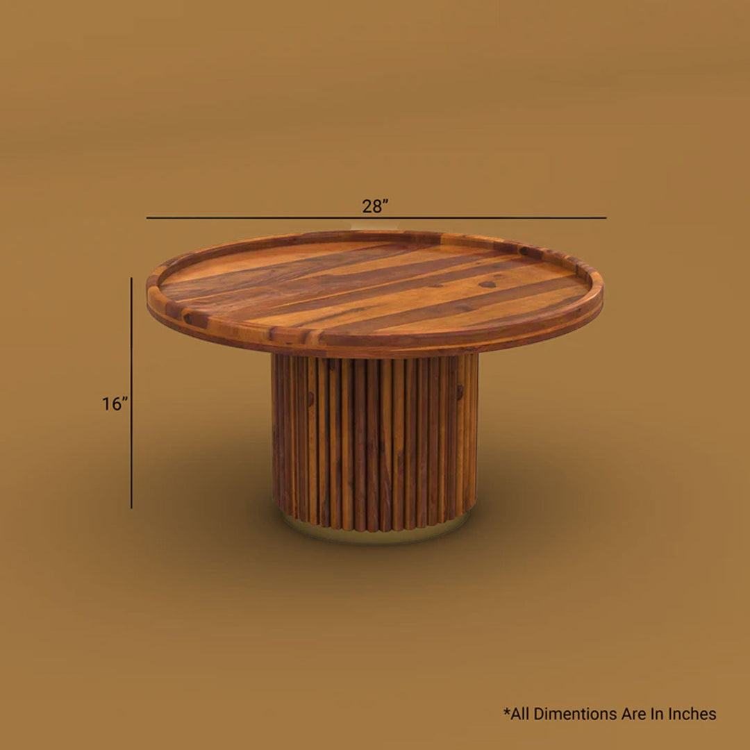 Sudhir Round Coffee Table (Honey Finish)