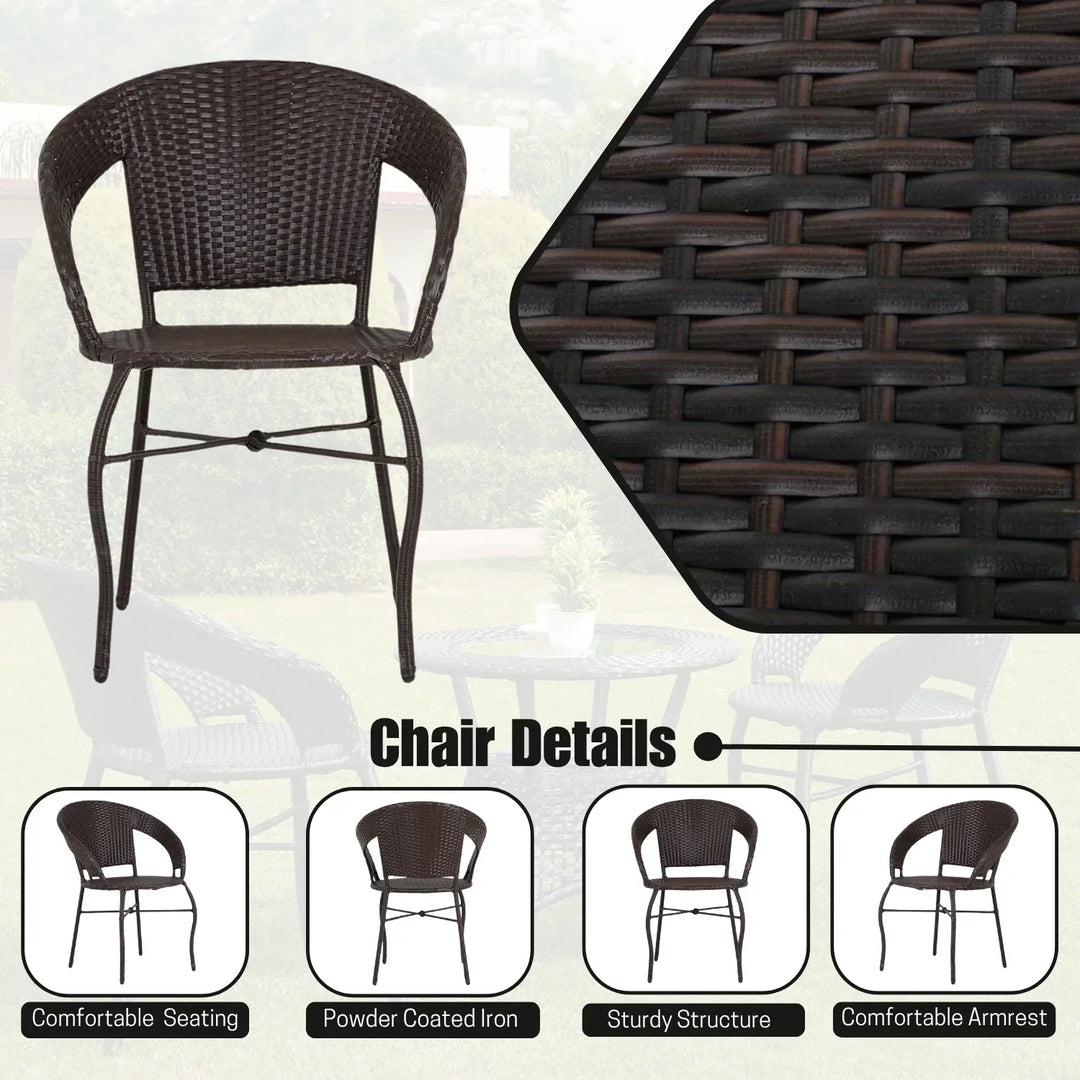 Sumaya 3-Piece Outdoor Rattan Wicker Patio Bistro Set