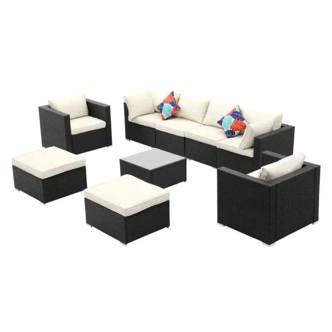 Tamara 6-Piece Outdoor Conversation Set (Black/Off-White)