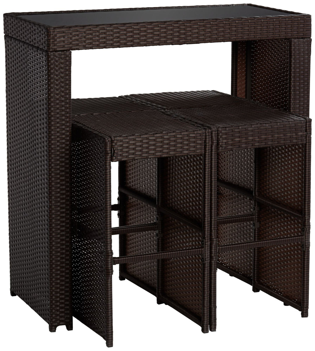 Capone Outdoor Patio Bar Sets 4 Stools and 1 Table (Dark Brown)