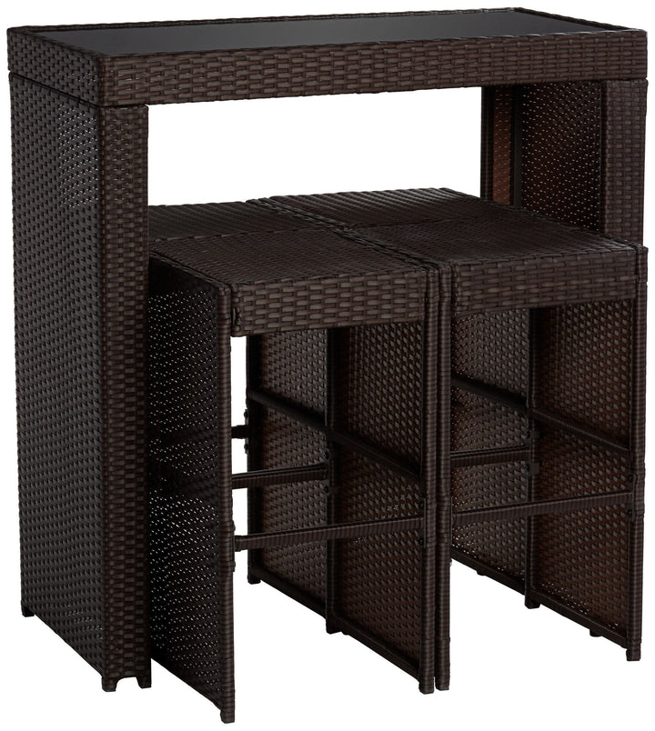 Capone Outdoor Patio Bar Sets 4 Stools and 1 Table (Dark Brown)