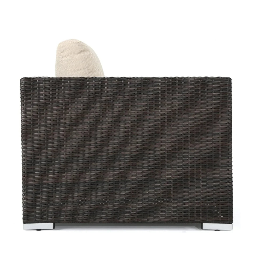 Violeta 7-Piece Rattan Sectional Sofa Set (Dark Brown/Cream)