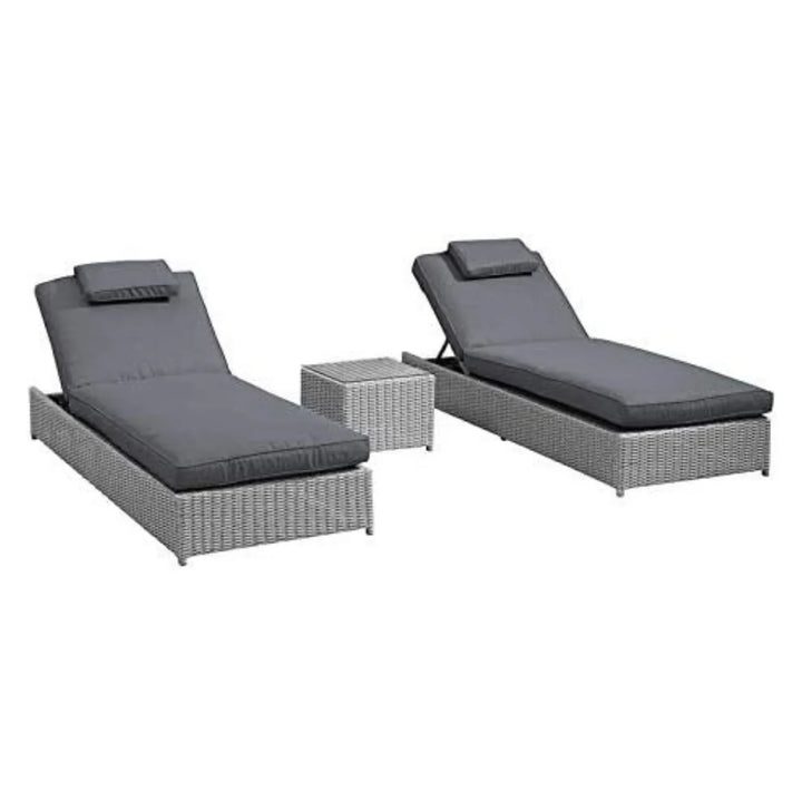 Xavia Outdoor Wicker Lounge Chairs Set of 2 With Side Table