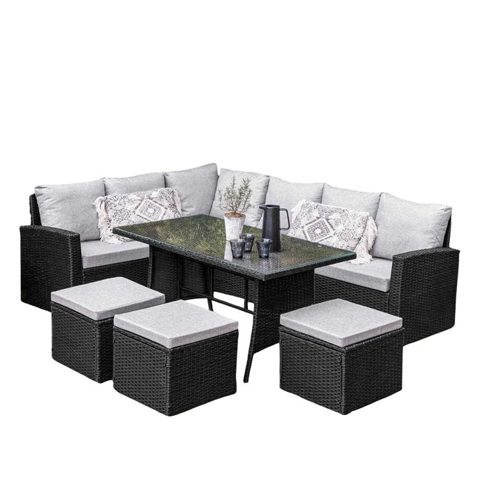 Paulina 6-Piece All-Weather Wicker Patio Furniture Set (Black/Grey)