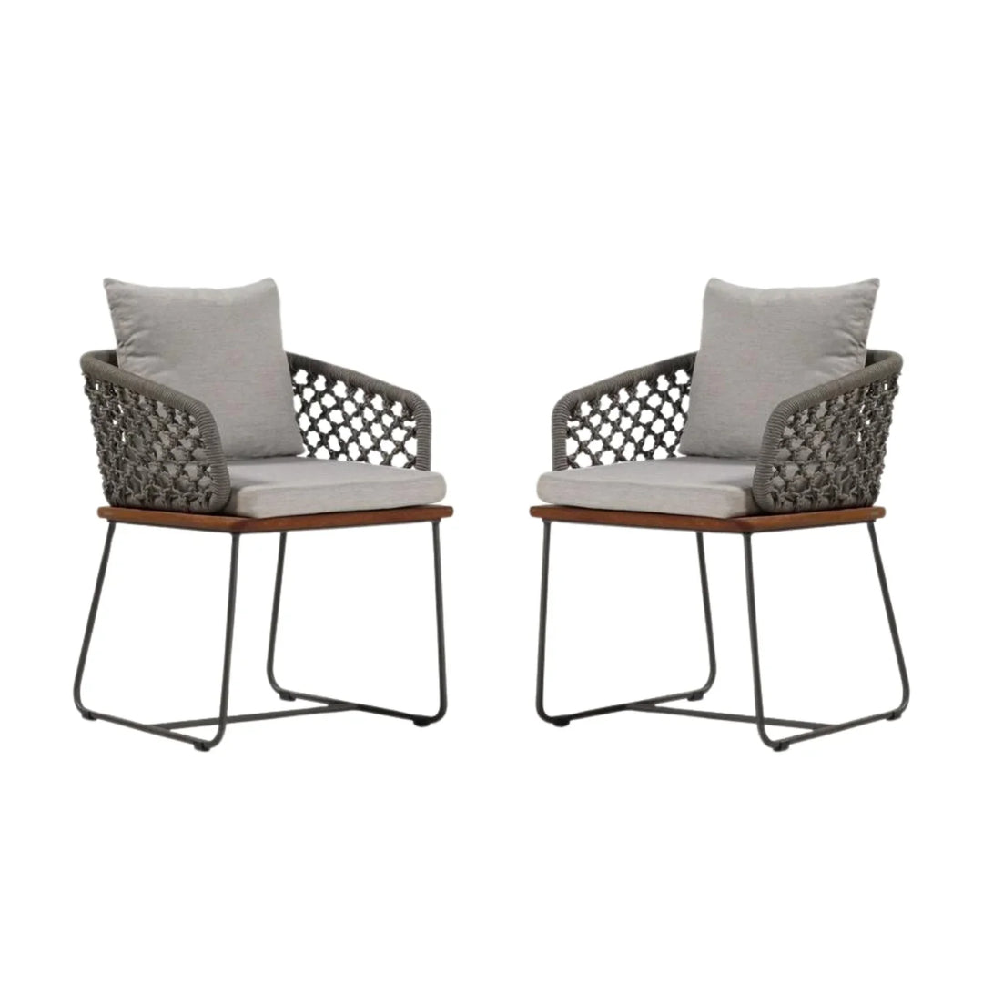Adelyn Outdoor Rope 2-Piece Patio Chairs With Wooden Base