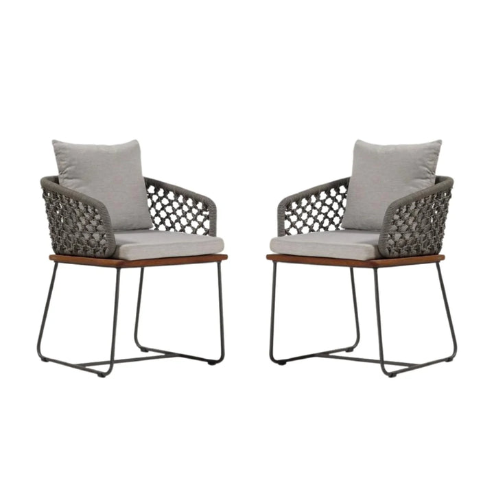Adelyn Outdoor Rope 2-Piece Patio Chairs With Wooden Base