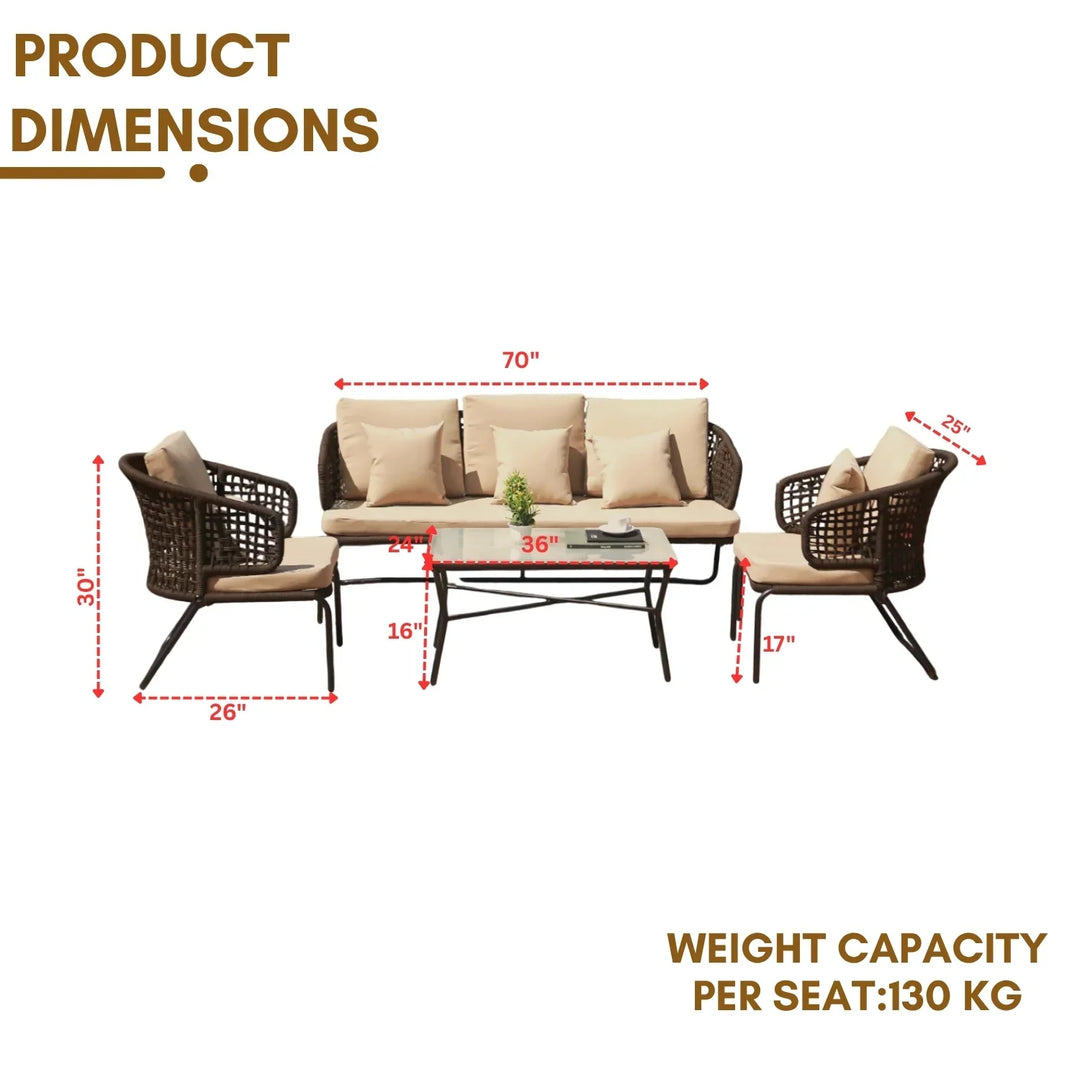 Jivika Outdoor 5 Seater Rope Conversation Sofa Set