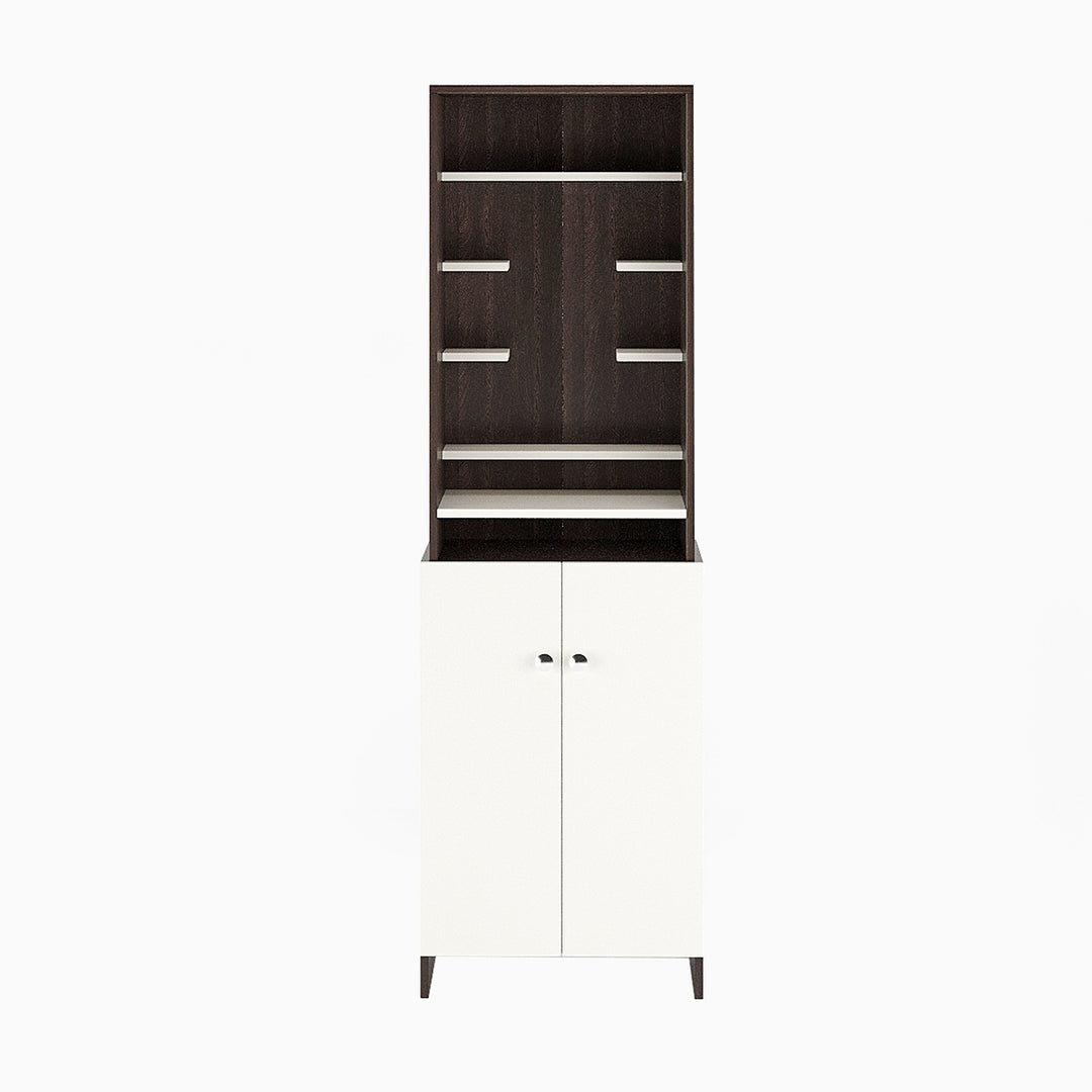 Aanya Pooja Mandir for Home, Modern Temple for Home & Office, Prayer Cabinet Puja Stand Shelf in Wenge & White Finish