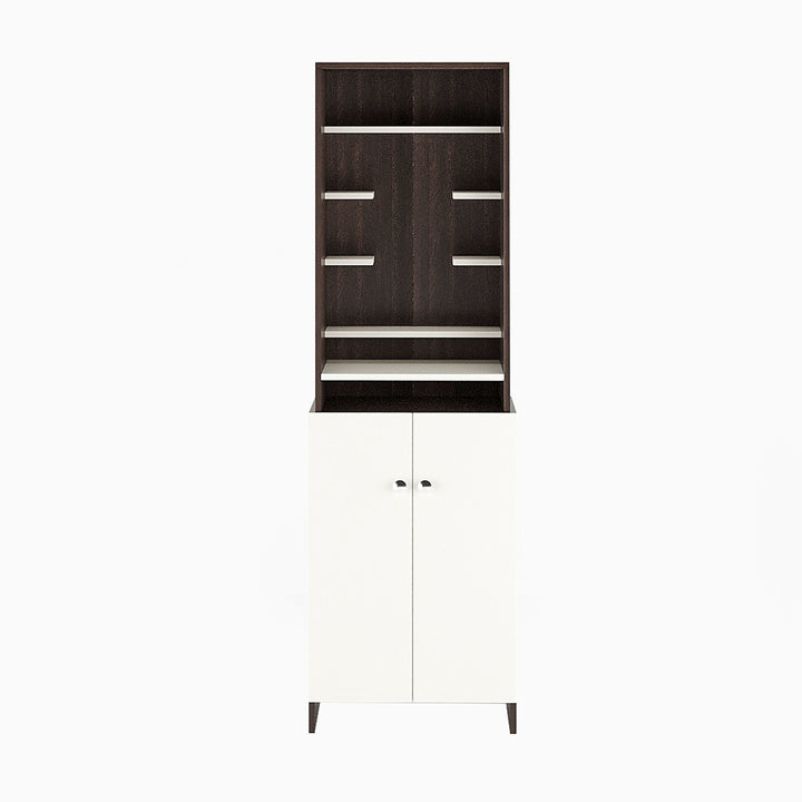 Aanya Pooja Mandir for Home, Modern Temple for Home & Office, Prayer Cabinet Puja Stand Shelf in Wenge & White Finish