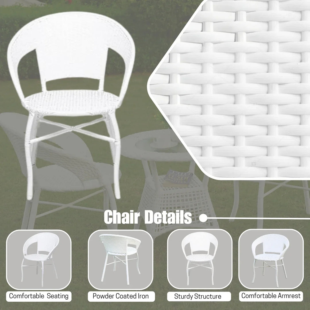 Zohra 3-Piece Outdoor Rattan Wicker Patio Bistro Set
