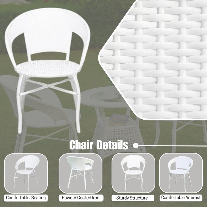 Zohra 3-Piece Outdoor Rattan Wicker Patio Bistro Set