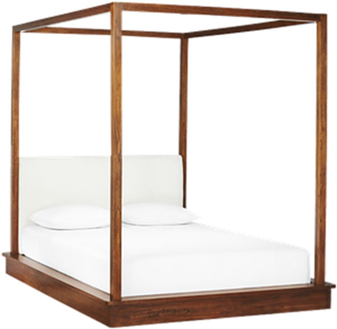 Silvia Solid Sheesham Wood Platfrom Poster Bed with upholstered Headboard