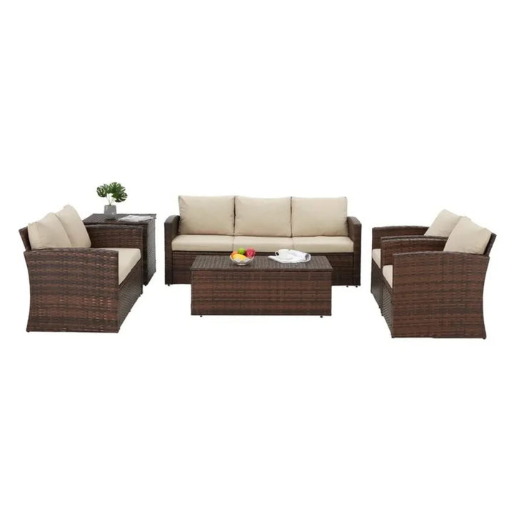 Samiksha Outdoor 7-Seater Wicker Sectional Sofa Set