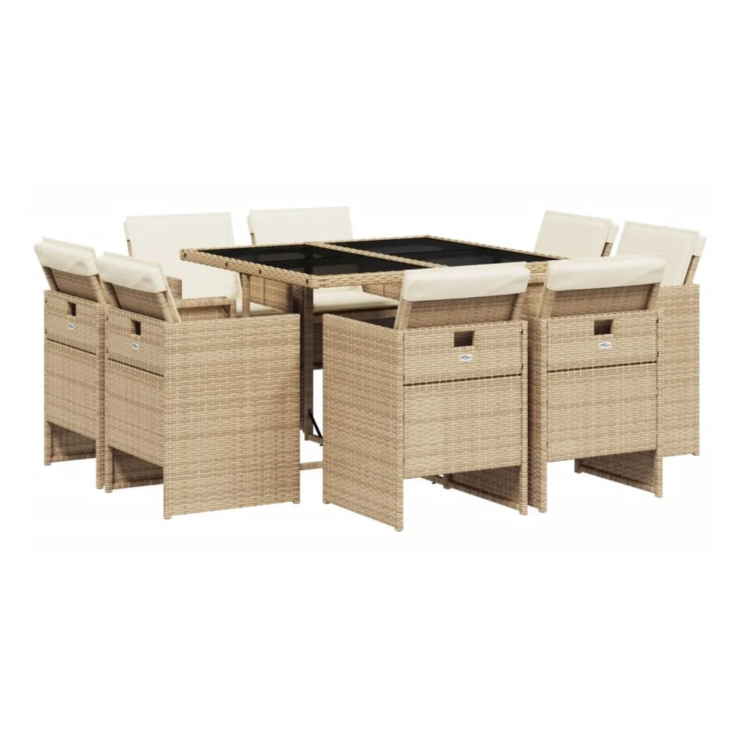 Sigrid Outdoor Rattan Wicker Dinning Set 9-Piece