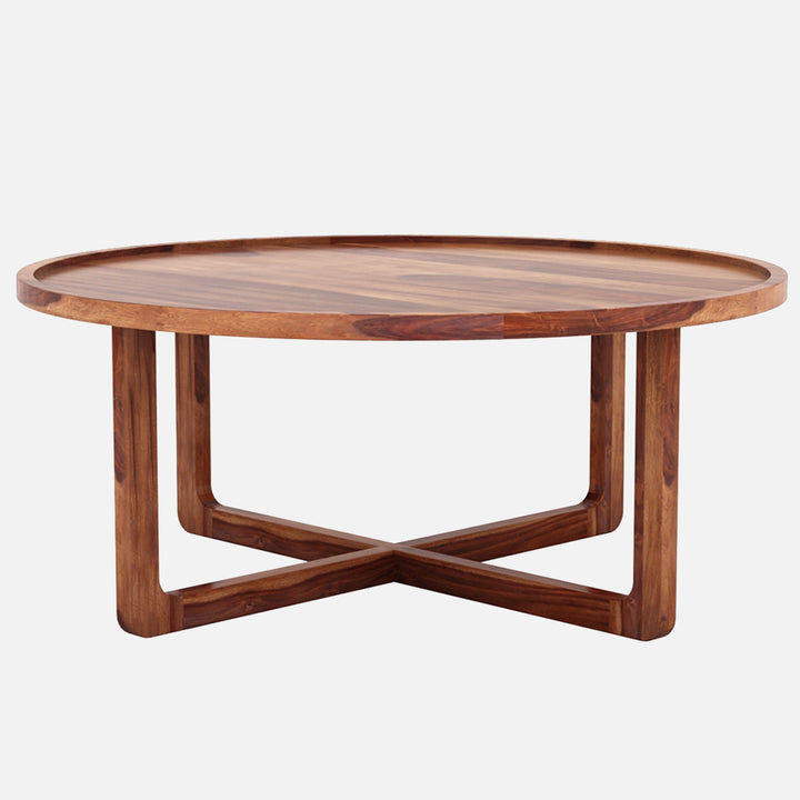 Harry Sheesham Wood Round Coffee Table For Living Room