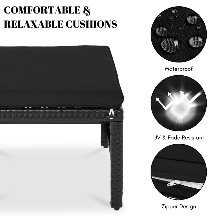 Kavisha Set of 2 Wicker Ottomans, Multipurpose Outdoor Furniture