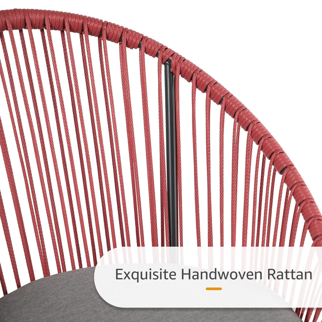 Swoosh Patio Seating Set 4 Chairs and 1 Table Set (Light Red)