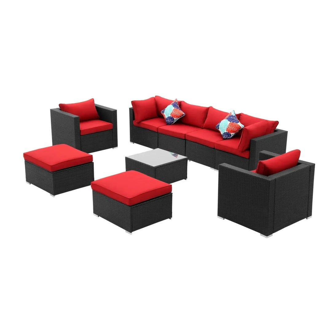 Hadley 6-Piece Outdoor Conversation Set (Black/Red)