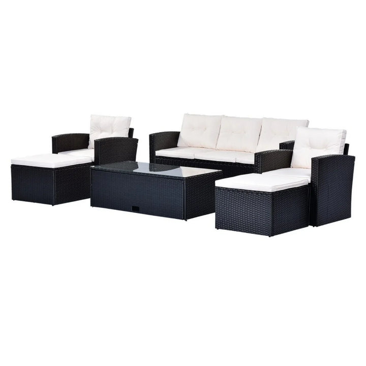 Rosario 6 Piece Outdoor Conversation Set All Weather Wicker Sectional Sofa