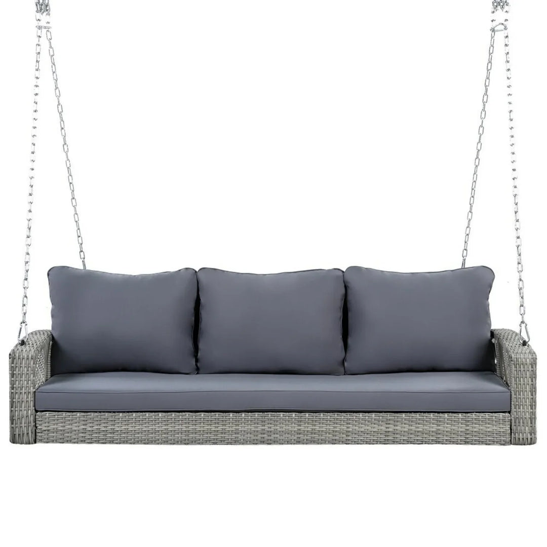 Isolde Outdoor Large HDPE Wicker 3-Person Porch Swing