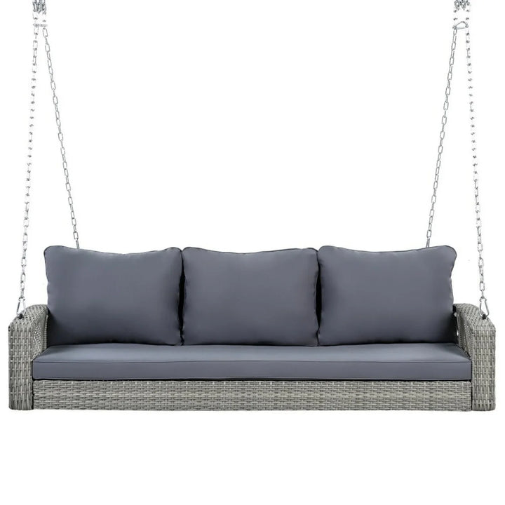 Isolde Outdoor Large HDPE Wicker 3-Person Porch Swing