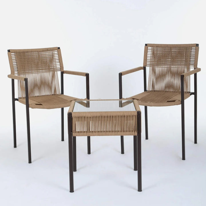 Indigo Outdoor Rope 3-Piece Patio Set (Beige)