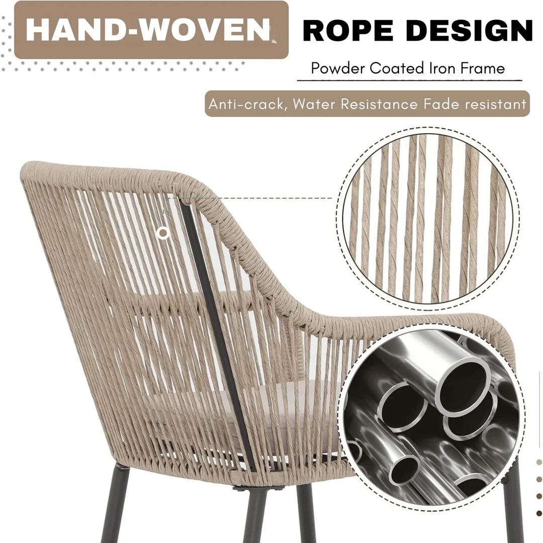 Ekatra Premium Outdoor Rope 5-Piece Bar Set With a High-Top Table