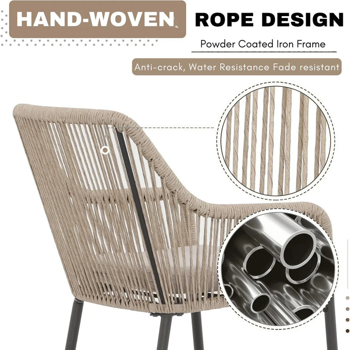 Ekatra Premium Outdoor Rope 5-Piece Bar Set With a High-Top Table