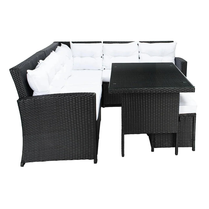 Agnieszka 5-Piece Wicker Patio Conversation Set (Black/White)