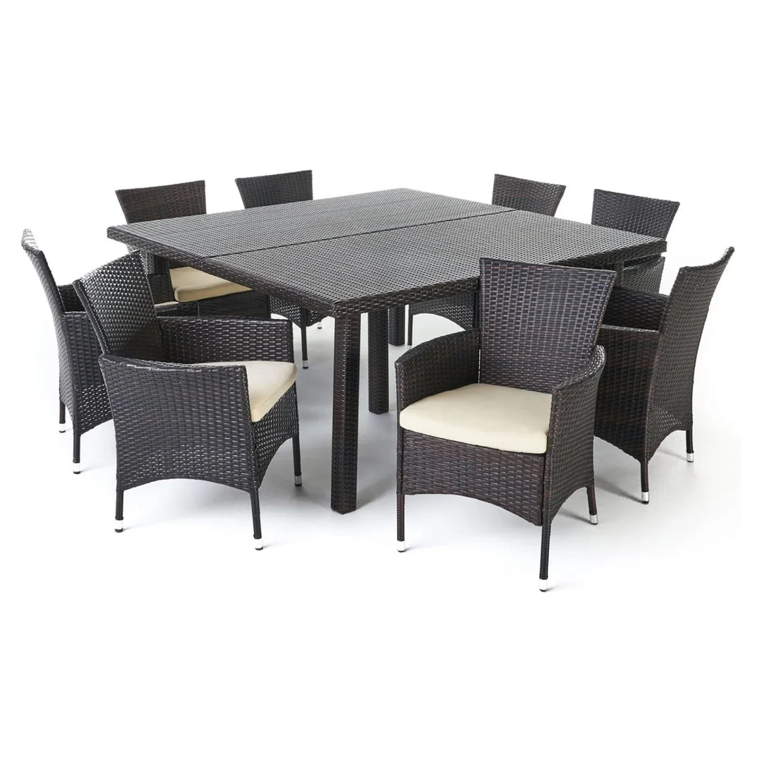 Ojasvi 9-Piece Outdoor Rattan Wicker Square Dining Set