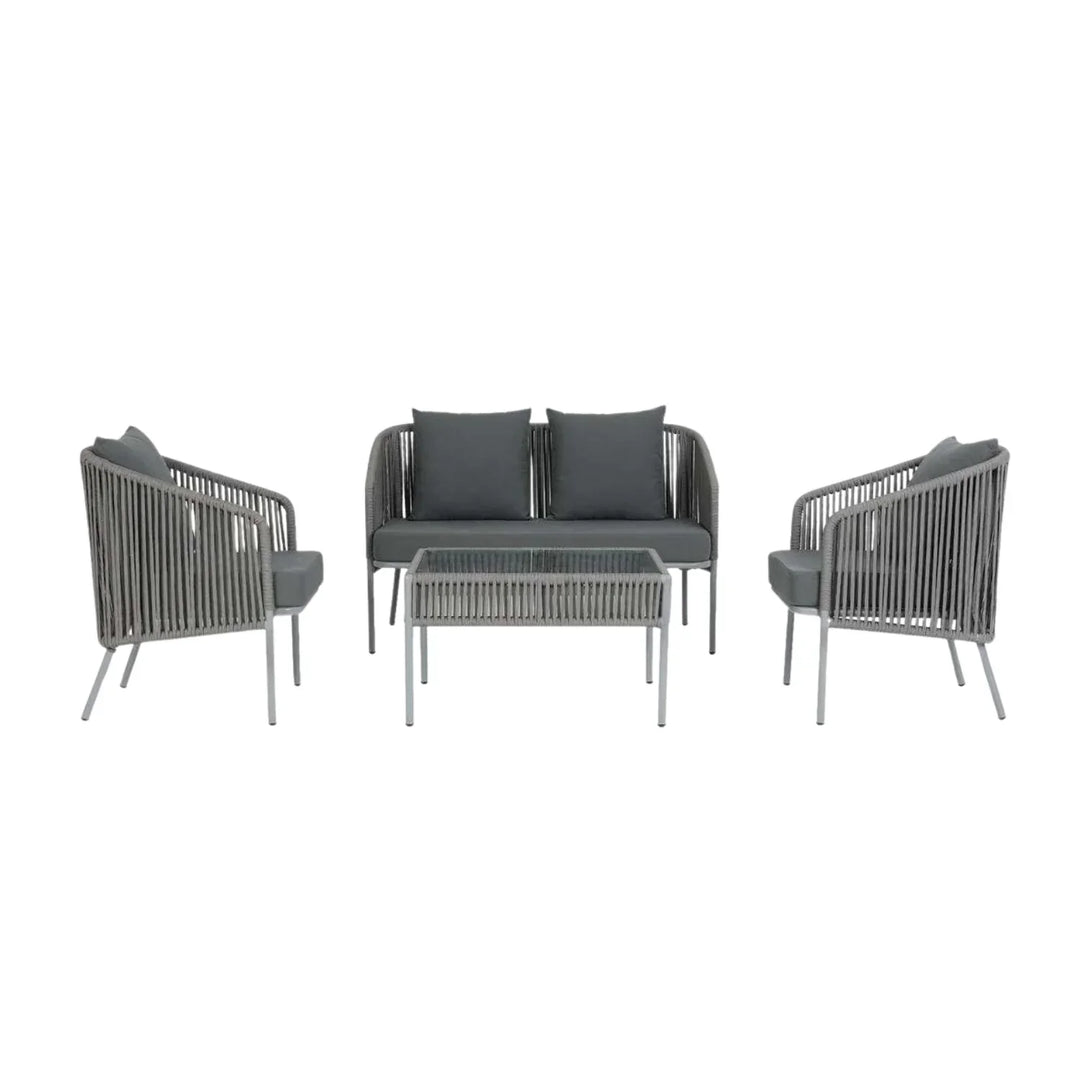Falguni Outdoor 4 Piece Modern Woven Rope Sofa Set
