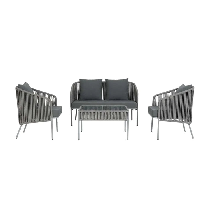 Falguni Outdoor 4 Piece Modern Woven Rope Sofa Set