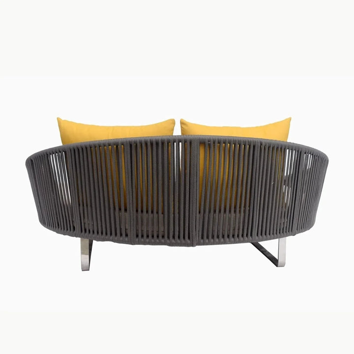 Clarisse Outdoor Grey Rope Patio Daybed with Comfortable Cream Cushion
