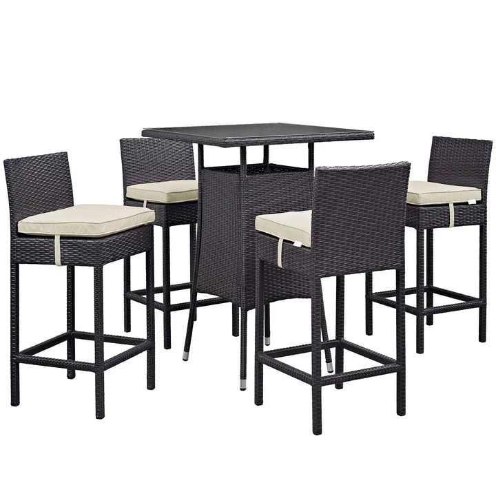 Volta Outdoor Patio Bar Sets 4 Chairs and 1 Table (Dark Brown)