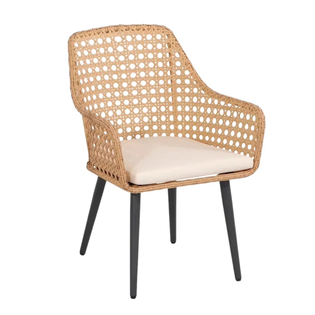 Beatriz 5-Piece Outdoor Patio Dining Set with Rattan Chairs & Glass Top Table