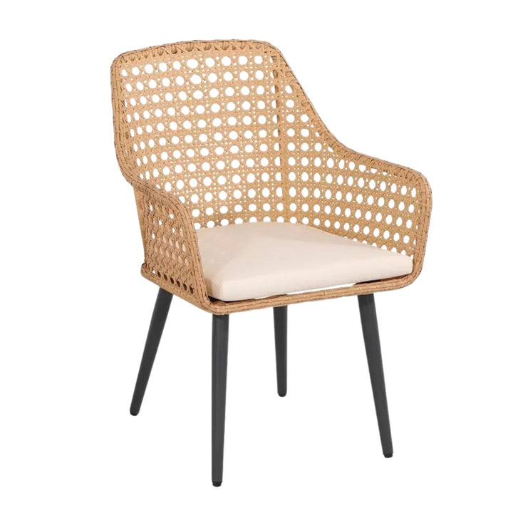 Beatriz 5-Piece Outdoor Patio Dining Set with Rattan Chairs & Glass Top Table