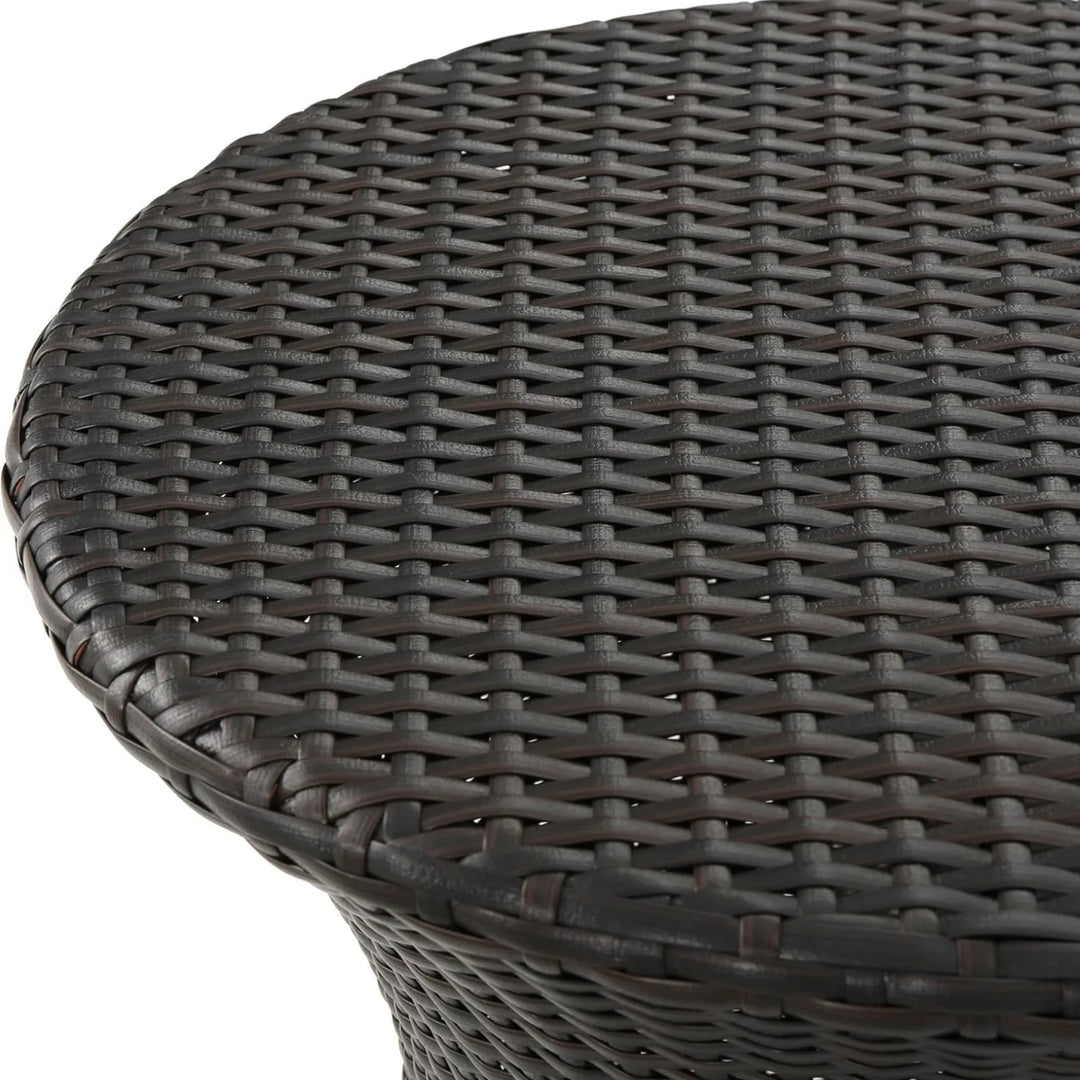 Faustine Outdoor Wicker Round Patio End Table