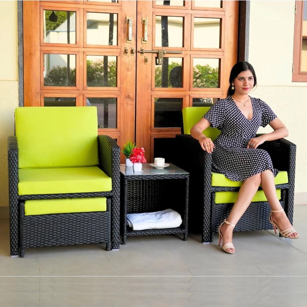 Chandni Outdoor 5 Piece Patio Wicker All Weather Sectional Furniture Set