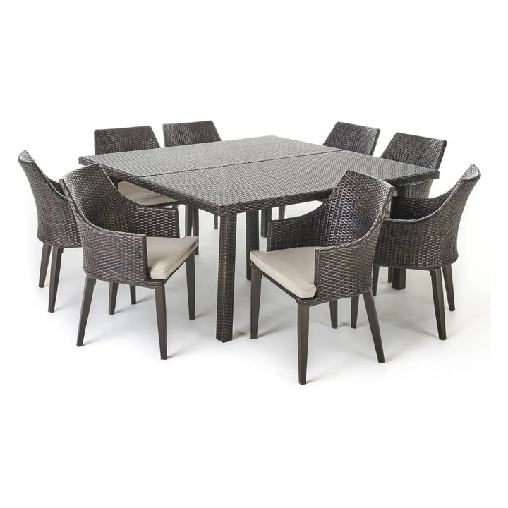 Thembi 9-Piece Outdoor Rattan Wicker Square Dining Set